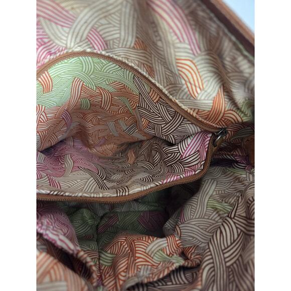 Vtg The Sak Crossbody Purse Leather Suede Patchwork 10x9 Inch Happy & Free Boho - Picture 11 of 15